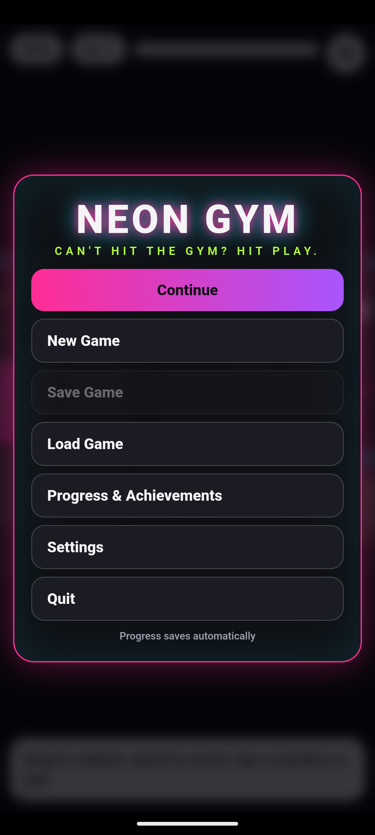 Neon Gym on a phone